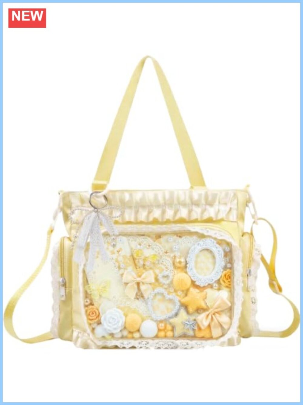 Kawaii Y2K Lace Ruffle Crossbody Bag Ita Pin Display Insert